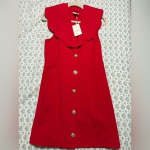 NWT Entro Red Dress with Gold Accents Size Small Nice Material Scalloped neck